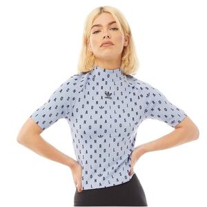 Adidas Rare Blue Lettered Short Sleeve Trifoil Logo top M